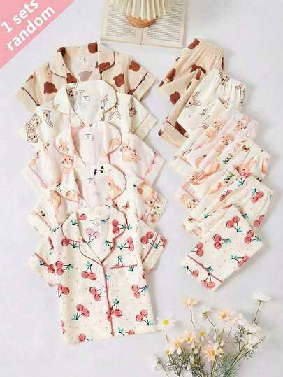 5 peças/Conjunto Pijama Casual. 