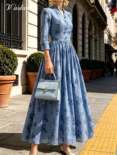 🛍 Vestido Floral Vintage Elegante Feminino Vuslat